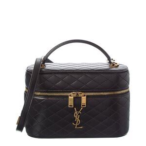 Saint Laurent Gaby Large Leather Cosmetic Case, Black